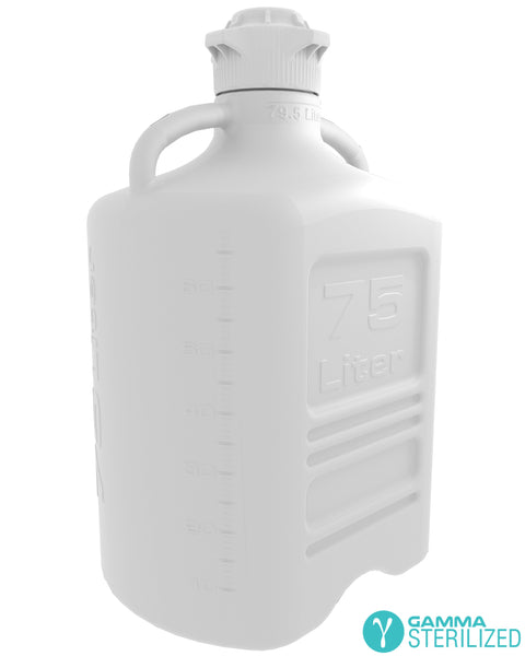 EZBio® 75L (20GAL) High Density Poly Ethylene (HDPE) Carboy with VersaCap® 120mm, Double Bagged, Gamma Sterilized | img_1 | Foxx Life Sciences Global | shopfls.com