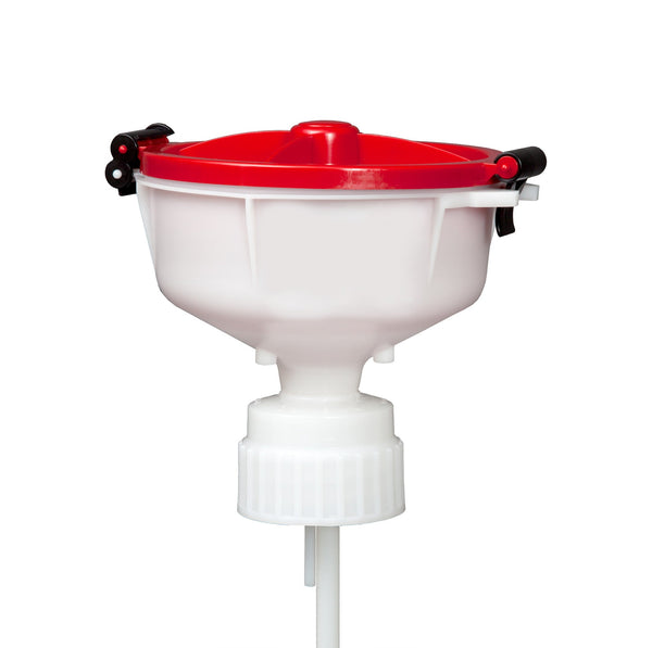 EZwaste® 8" Safety Funnel, High Density Poly Ethylene (HDPE), VersaCap 83B | img_1 | Foxx Life Sciences Global | shopfls.com