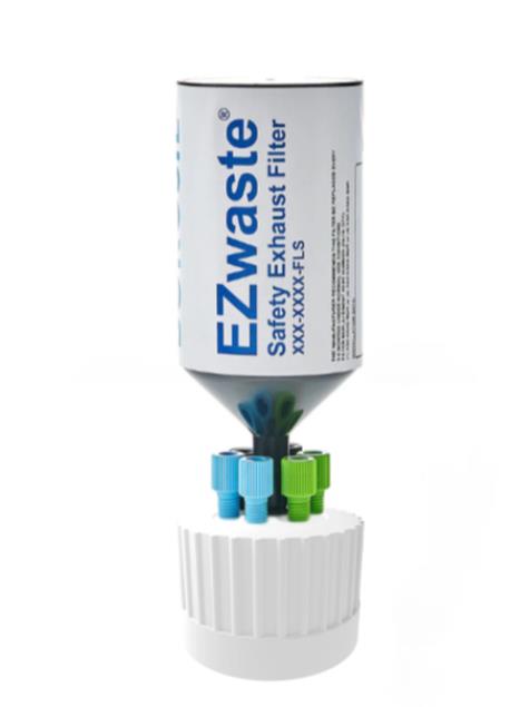 EZWaste® HPLC 38-430 Solvent Waste Cap Assembly, W/Exhaust Filter, 3 X Ports-OD Tube-3.2mm (1/8") & 1.6mm (1/16"), 1/EA | img_1 | Foxx Life Sciences Global | shopfls.com