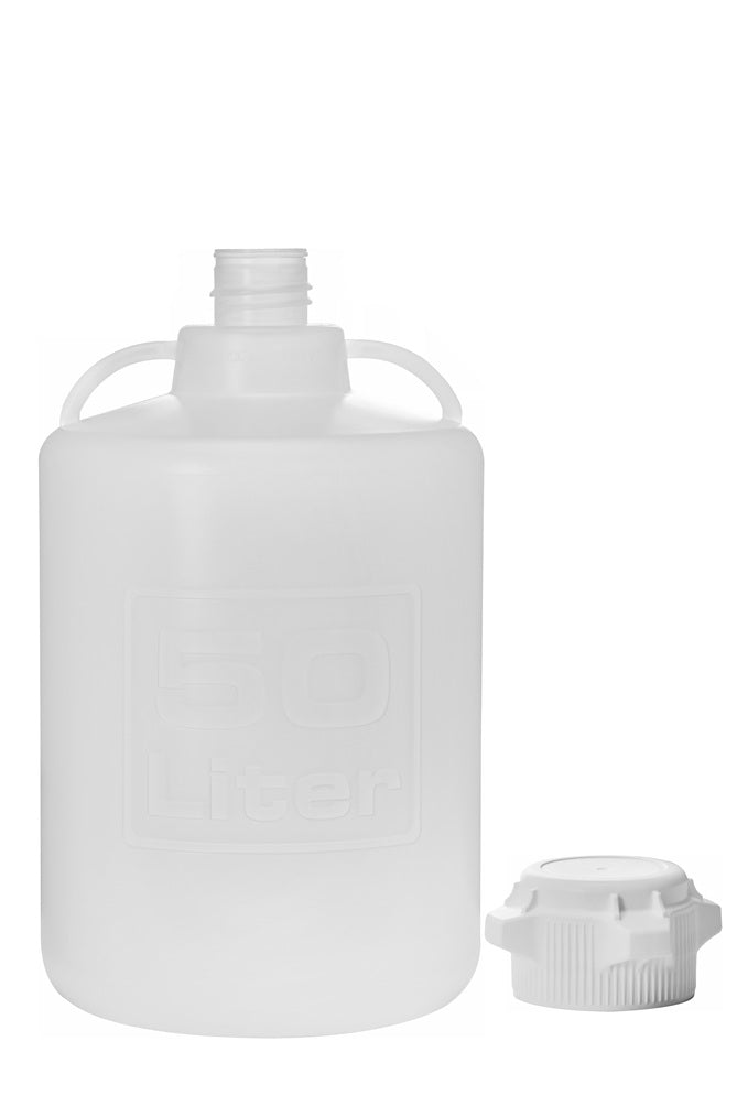 White plastic container with a cap on a white background