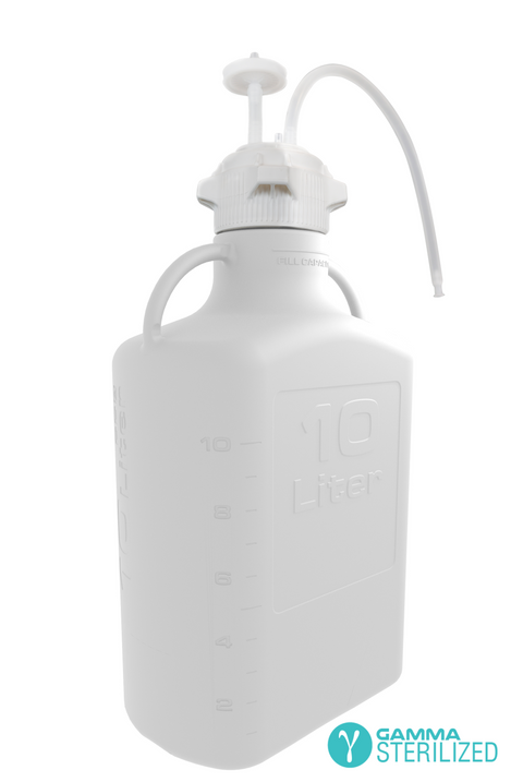 EZBio® Single Use Carboy Assembly, 10L, High Density Poly Ethylene (HDPE), VersaCap® 83B, TPE Tubing w/ Dip Tube, Gamma Sterilized, 1/EA | img_1 | Foxx Life Sciences Global | shopfls.com