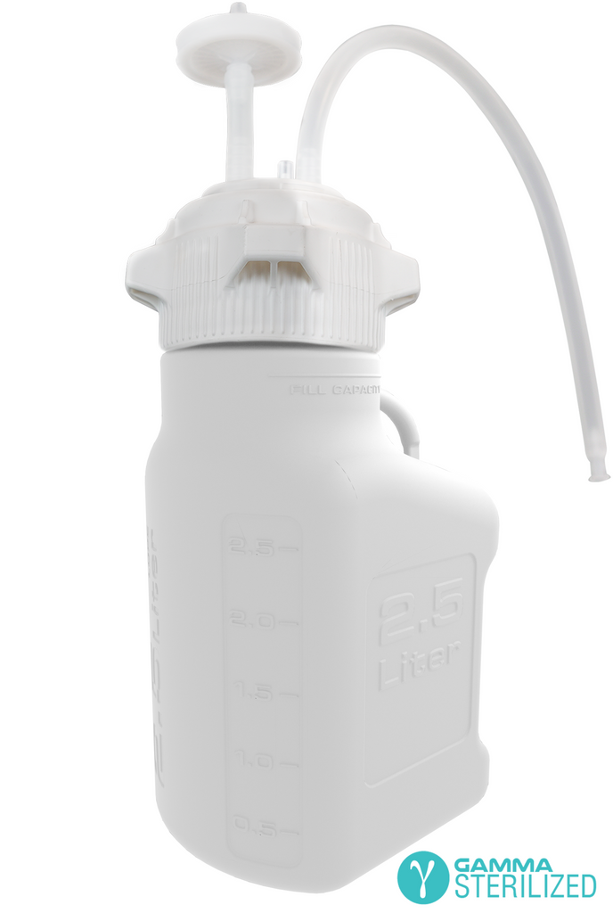 EZBio® Single Use Carboy Assembly, 2.5L, High Density Poly Ethylene (HDPE), VersaCap® 83B, TPE Tubing w/ Dip Tube, Gamma Sterilized, 1/EA | img_1 | Foxx Life Sciences Global | shopfls.com
