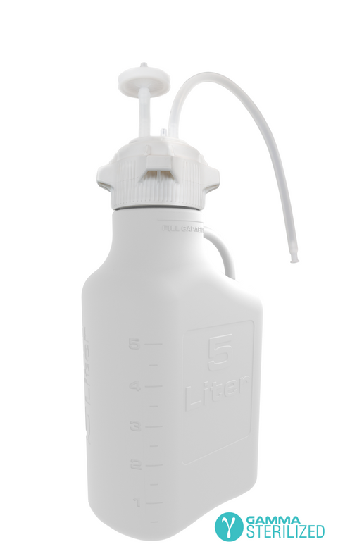 EZBio® Single Use Carboy Assembly, 5L, High Density Poly Ethylene (HDPE), VersaCap® 83B, TPE Tubing w/ Dip Tube, Gamma Sterilized, 1/EA | img_1 | Foxx Life Sciences Global | shopfls.com