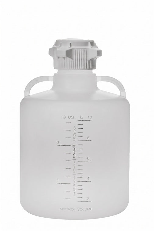 White plastic container with measurement markings on a white background