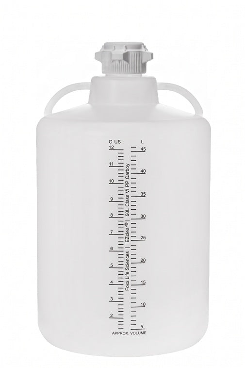 White plastic container with measurement markings on a white background