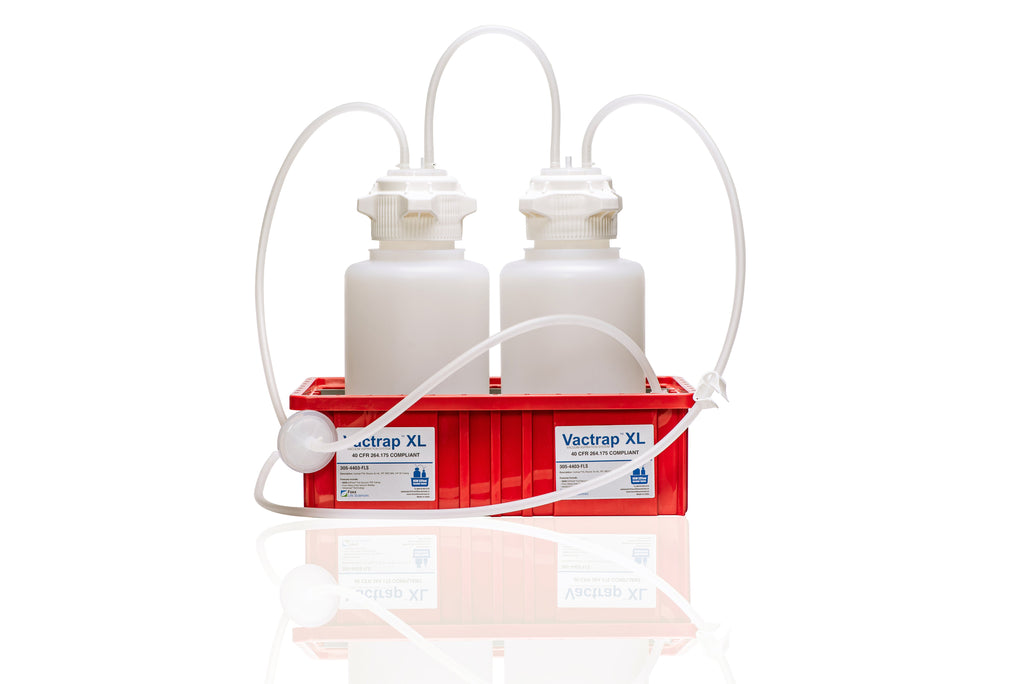 Vactrap™ Round XL, 4L + 4L, Polypropylene (PP), Red Bin, 1/4" ID Tubing | img_1 | Foxx Life Sciences Global | shopfls.com