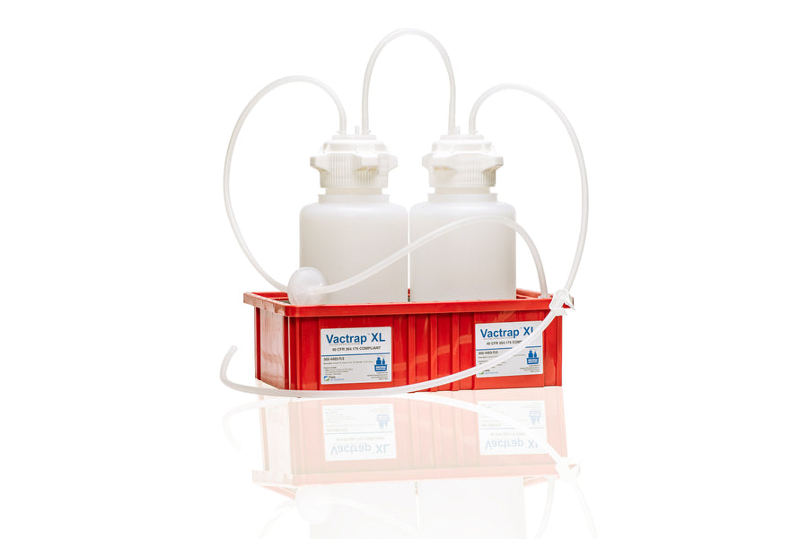 Vactrap™ Round XL, 4L + 4L, Polypropylene (PP), Red Bin, 1/4" ID Tubing | img_2 | Foxx Life Sciences Global | shopfls.com
