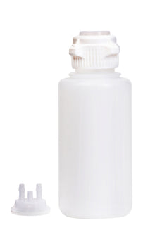 Round EZLabpure™ Polypropylene (PP) Vacuum Bottle, 1 L, Open VersaCap® 53B, With Closed and 2x1/4" HB Adapters, 1/EA | img_1 | Foxx Life Sciences Global | shopfls.com
