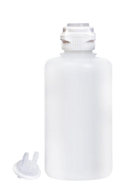 Bottiglia sottovuoto rotonda EZLabpure™ in polipropilene (PP), 2 L, VersaCap® 53B aperta, con adattatori chiuso e 2x5/16" HB, 1 pezzo