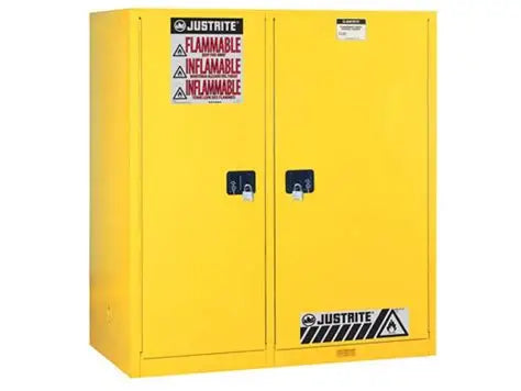 Sure-Grip® EX Dbl-Duty Safety Cabinet w/Drm Rlrs, partition/store drum/can, 3 shelves, 2 s/c doors