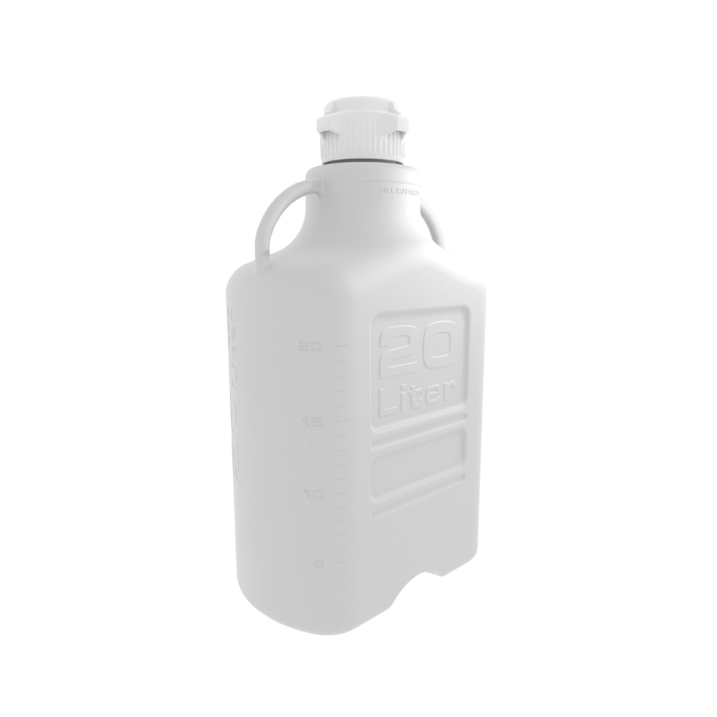 EZBio® 20L (5 GAL) High Density Poly Ethylene (HDPE) Carboy with VersaCap® 83B, Double Bagged, Gamma Sterilized - LabSafetyShop.com