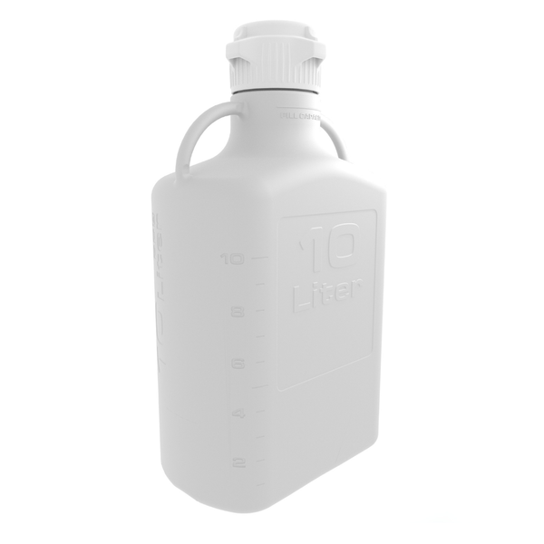 EZBio® 10L (2.5 GAL) High Density Poly Ethylene (HDPE) Carboy with VersaCap® 83B, Double Bagged, Gamma Sterilized - LabSafetyShop.com
