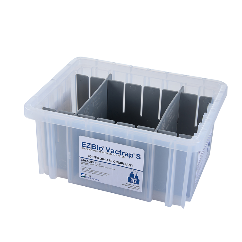 EZBio® Vactrap S™ Natural Bin with Dividers (9x6x4"), Sterile - Laboratory waste disposal | img_1 | Foxx Life Sciences Global | shopfls.com