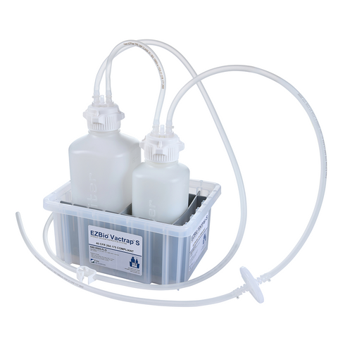 EZBio® Vactrap S™ 2L+1L HDPE Waste Container. Bleach-compatible, sterile. 1/4" ID Tubing. | img_1 | Foxx Life Sciences Global | shopfls.com