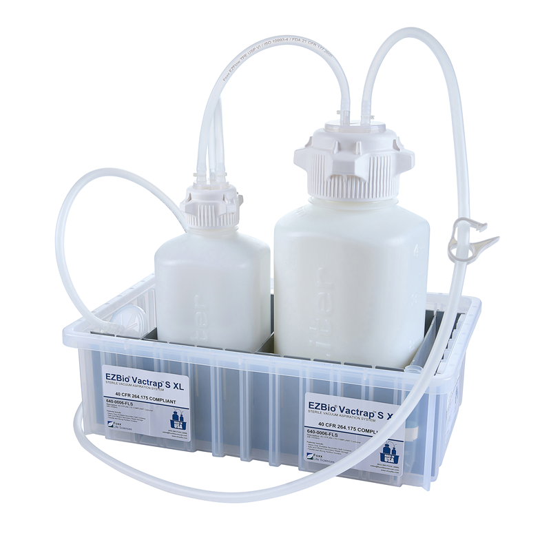EZBio® Vactrap S™ XL: 4L+2L HDPE Waste Container. Bleach-compatible, sterile, 1/4" ID tubing. For laboratory & bioprocessing applications. | img_1 | Foxx Life Sciences Global | shopfls.com