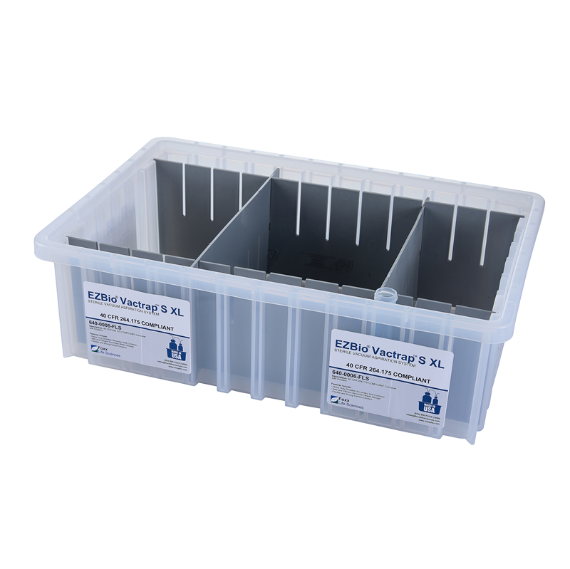 EZBio® Vactrap S ™ XL Natural Bin w/ Dividers, 16.5x10.875x5, Sterile - Laboratory waste collection container. | img_1 | Foxx Life Sciences Global | shopfls.com