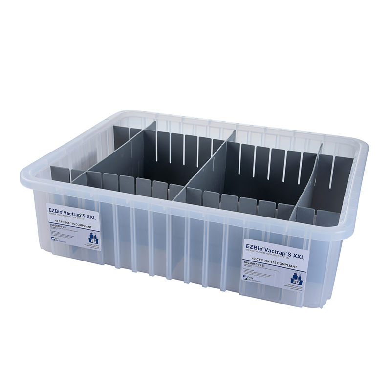 EZBio® Vactrap S™ XXL Natural Bin w/ Dividers, 22.5x17.5x6", Sterile - Laboratory Waste Container | img_1 | Foxx Life Sciences Global | shopfls.com