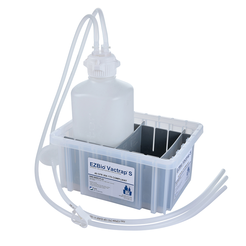 EZBio® Vactrap S™ 2L HDPE Waste Container. Bleach-Compatible, Sterile, 1/4" ID Tubing - for Bioprocessing/Laboratory Waste Disposal. | img_1 | Foxx Life Sciences Global | shopfls.com