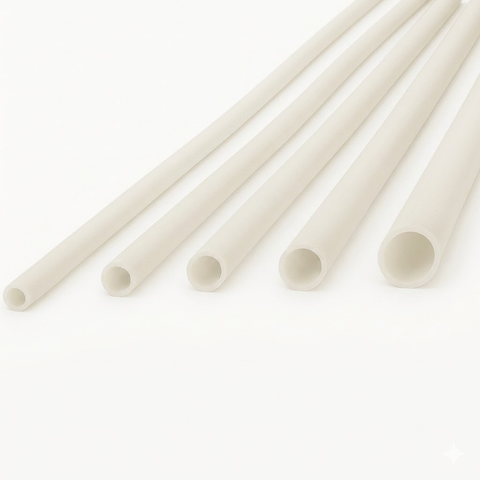 Set of white straws on a white background