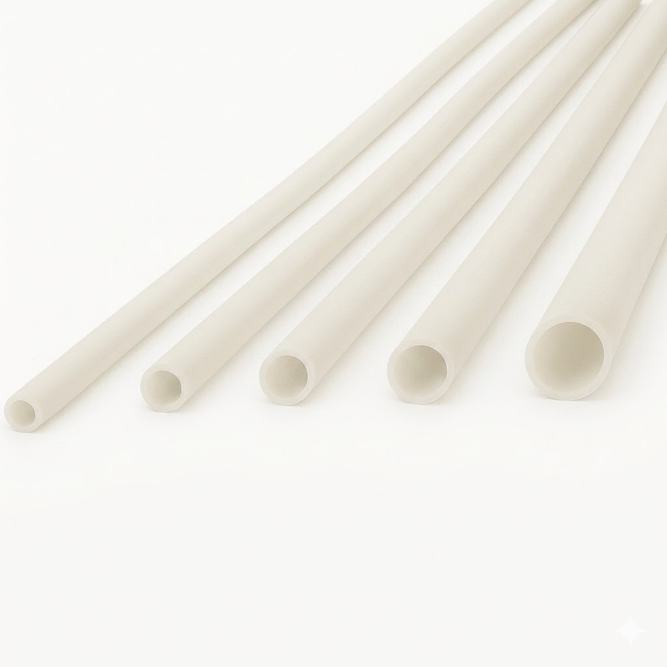 Set of white straws on a white background