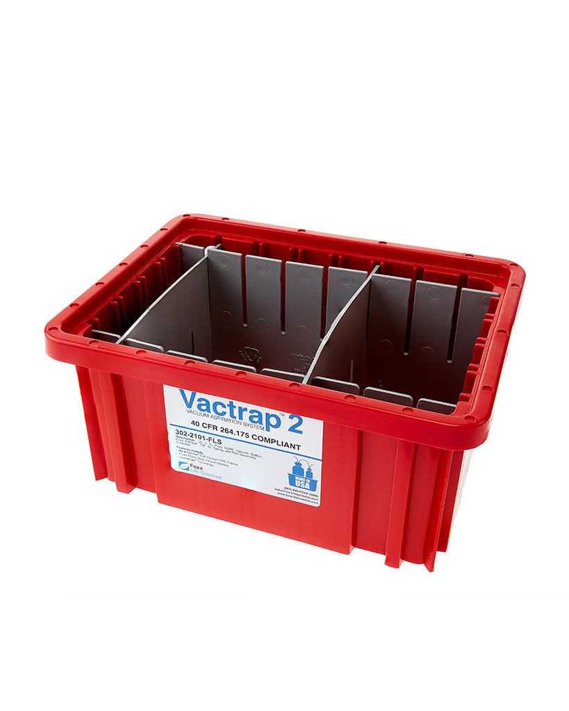 Vactrap2™, Red Bin w/ Dividers, 9-3/16"x6-9/16"x4-1/2" | img_1 | Foxx Life Sciences Global | shopfls.com