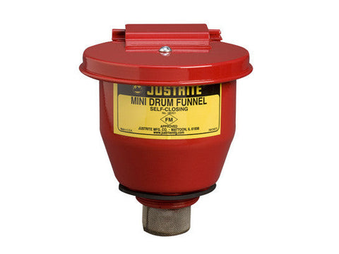 Small Steel Drum Funnel use with 5-gal. steel pail with 2" NPT bung, 1" flame arrester, s/c cover - SolventWaste.com