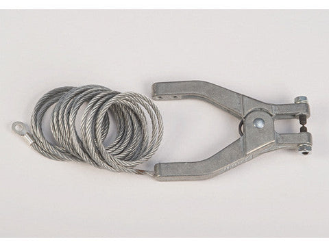 Antistatic Flexible Wire for bonding/grounding, with hand clamp and 1/4" terminal, 10 ft. coiled - SolventWaste.com