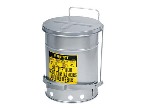 Oily Waste Can, 6 gallon (20L), foot-operated self-closing SoundGard™ cover - SolventWaste.com