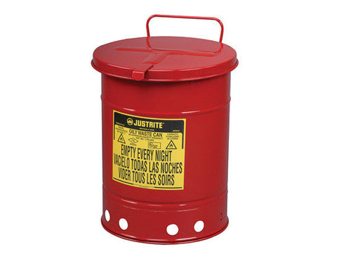 Oily Waste Can, 10 gallon (34L), hand-operated cover - SolventWaste.com