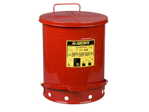 Oily Waste Can, 14 gallon (52L), foot-operated self-closing cover - SolventWaste.com