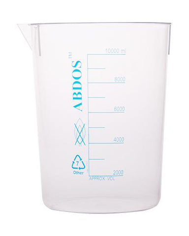 Abdos Printed Beakers without Handle, TPX Polymethyl pentene (PMP) 10000ml, 1/EA