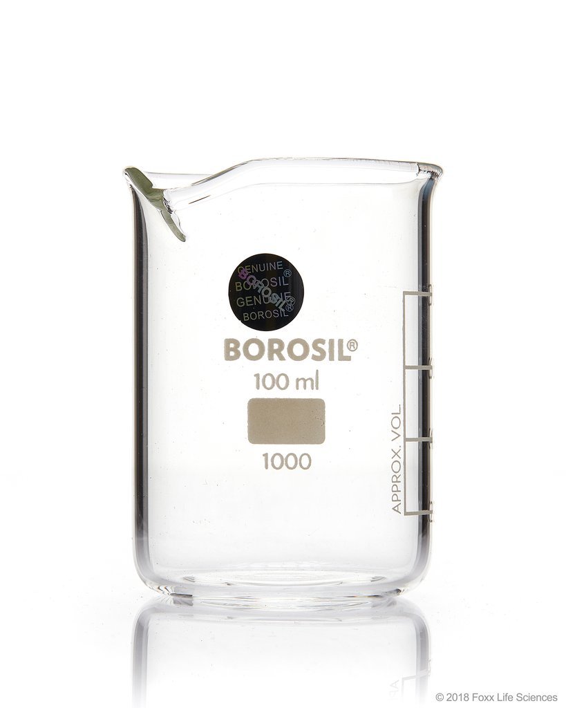 Borosil® Beakers - Griffin - Low Form with Spout. 150mL - CS/40 - SolventWaste.com