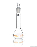 Volumetric Flask - Wide Neck - With Glass I/C Stopper - Class A with Batch certificate - 100mL - SolventWaste.com