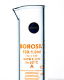 Graduated Measuring Cylinder - Batch Certificate Hexagonal Base - 100 mL Borosilicate - CS/5 - SolventWaste.com