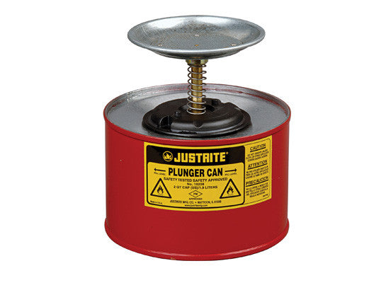 Plunger Dispensing Can, 2 quart (2L), Steel - SolventWaste.com