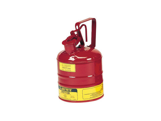 Type I Steel Safety Can with Trigger Handle for flammables, 1 gallon (4L), S/S flame arrester, self-close lid - SolventWaste.com