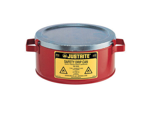 Steel Drip Can w/handles for portability, spill cap. 1-gallon, fire baffle acts as flame arrester - SolventWaste.com