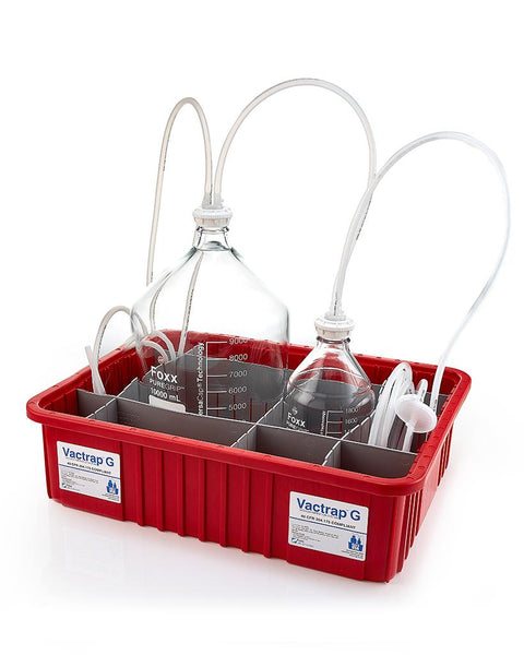 Vactrap‚™ G, 10L + 2L, Glass Carboys, Red Bin, GL45 Cap w/1/4" ID Tubing - LabSafetyShop.com