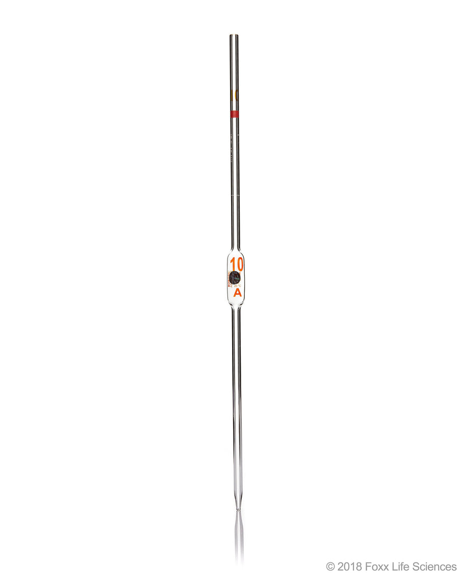 Borosil Volumetric Pipette Bulb Pipette Class A Accuracy ASTM Batch Certificate 10mL Borosilicate - SolventWaste.com