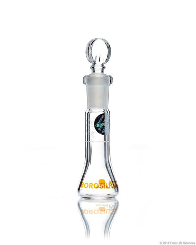 Volumetric Flask - Wide Neck - With Glass I/C Stopper - Class A - Ind Cert 10 mL - SolventWaste.com