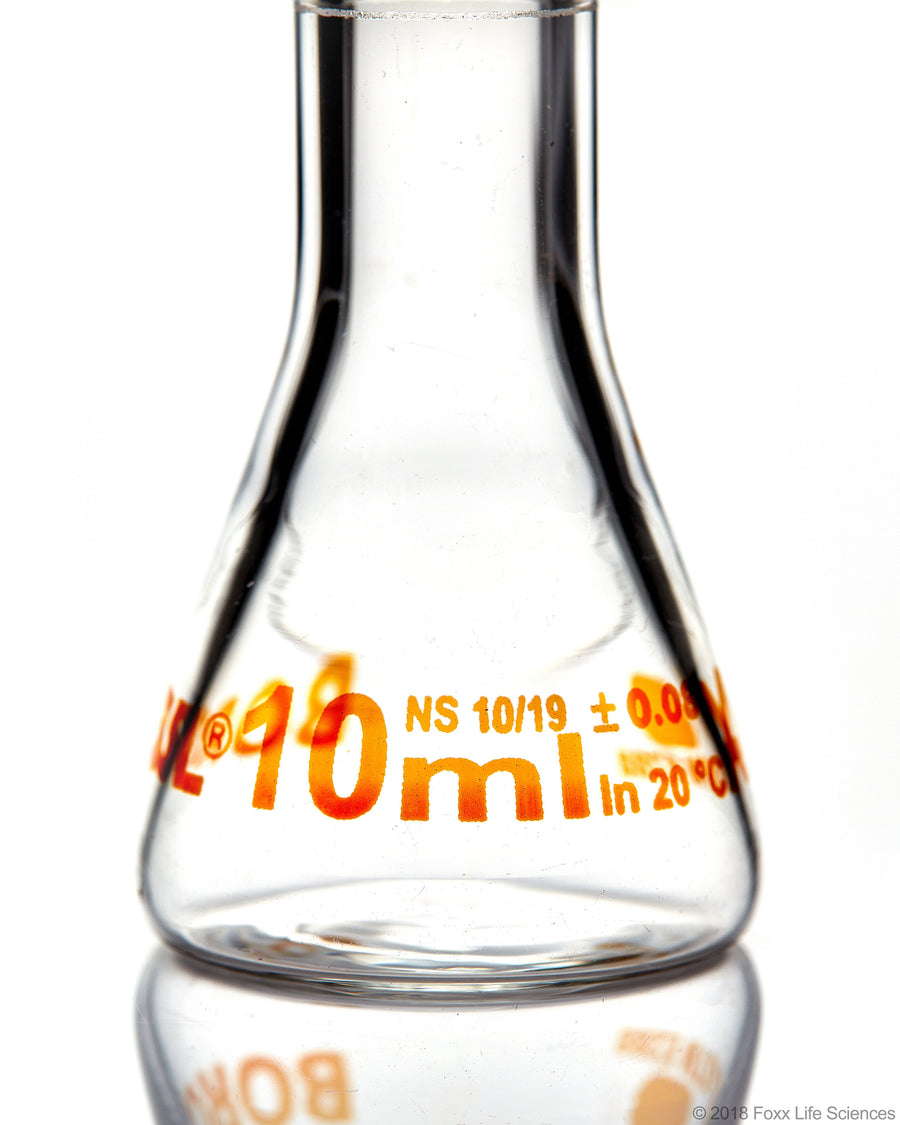 Volumetric Flask - Wide Neck - With Glass I/C Stopper - Class A with Batch certificate - 10 mL - SolventWaste.com