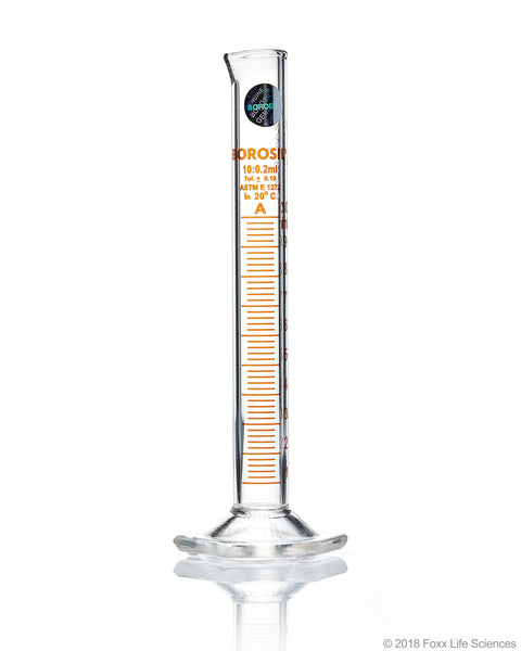 Graduated Measuring Cylinder Hexagonal Base - 10 mL Borosilicate - CS/5 - To Contain - SolventWaste.com
