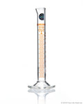 Graduated Measuring Cylinder - ASTM  Batch Certificate Hexagonal Base - 25 mL Borosilicate - CS/5 - SolventWaste.com