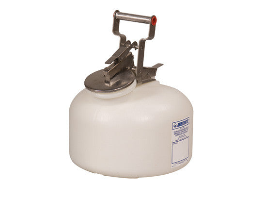 Safety Container for corrosives/acids, Wide-mouth, S/S hardware, 2 gal., self-close cap, poly - SolventWaste.com