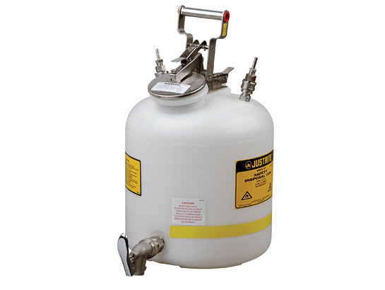 Disposal Can with faucet, Quick-Disconnect, S/S fittings for 1/4" tubing, 5 gallon, poly - SolventWaste.com