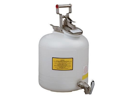 Safety Can for Liquid Disposal, S/S hardware, 5 gallon (19L), flame arrester, polyethylene, with faucet - SolventWaste.com