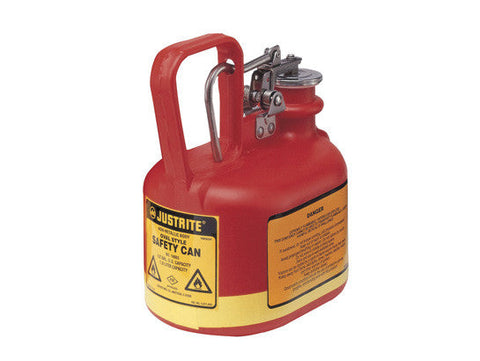 Oval Safety Can for flammables, S/S hardware, flame arrester, .5 gallon, self-close cap, poly - SolventWaste.com