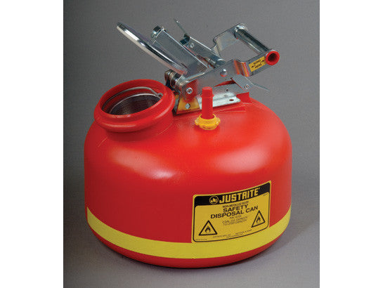 Safety Can for Liquid Disposal, S/S hardware, 2 gallon (7.5L), built-in fill guage - SolventWaste.com