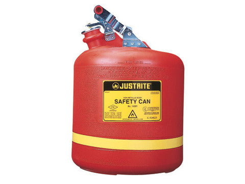 Type I Safety Can, Round Nonmetallic, S/S hardware, 5 gallon, flame arrester, polyethylene - SolventWaste.com