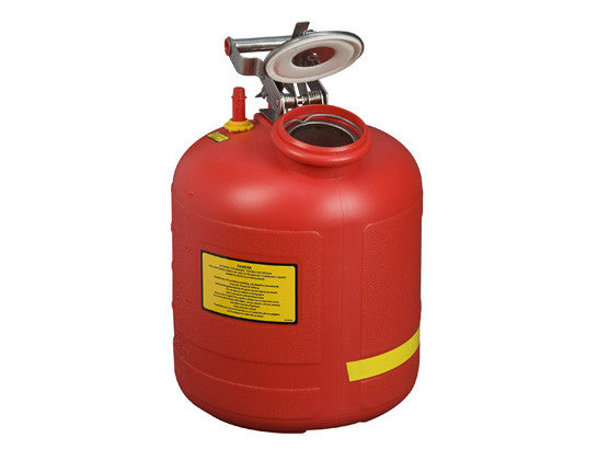Safety Can for Liquid Disposal, S/S hardware, 5 gallon (19L), flame arrester, polyethylene, with built-in fill gauge - SolventWaste.com